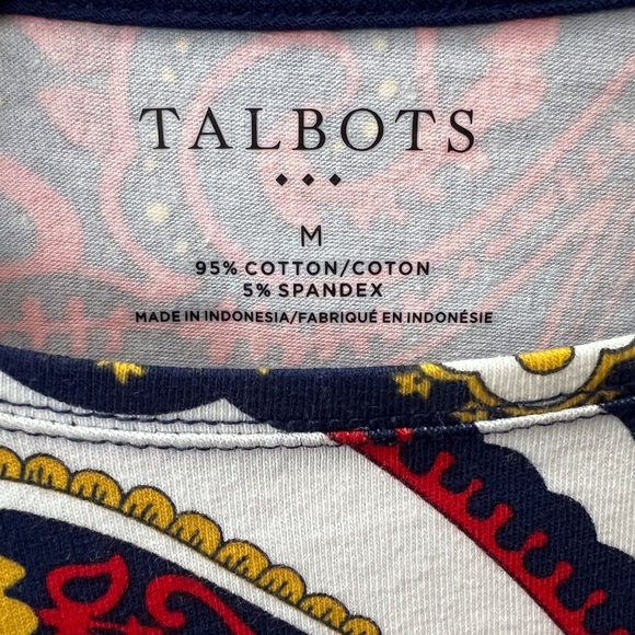 TALBOTS Cotton Long Sleeve Tee/ India Ink Multi - Picture 3 of 4